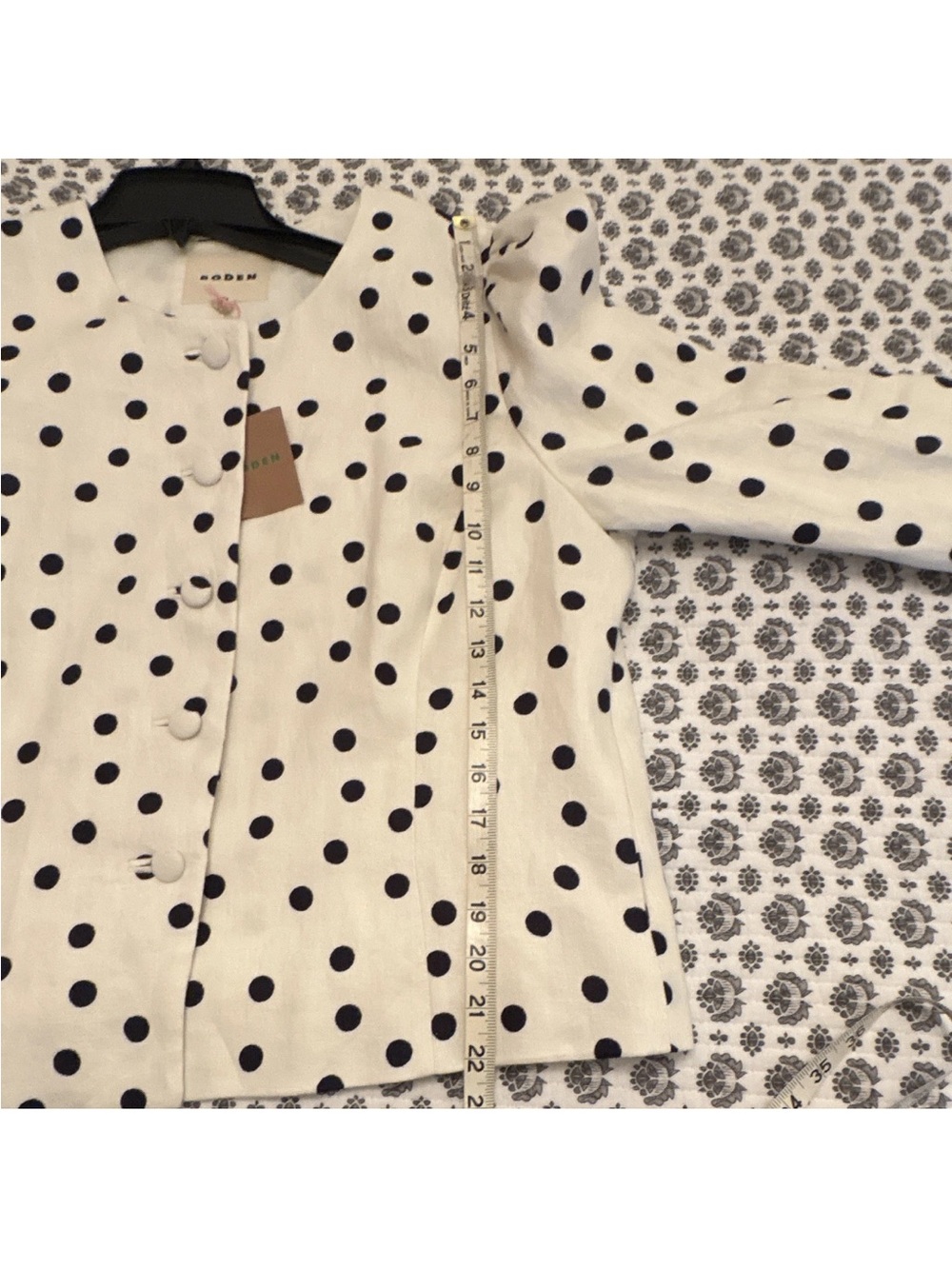 Boden Cream Blazer with Black Polka Dots - Picture 6 of 7